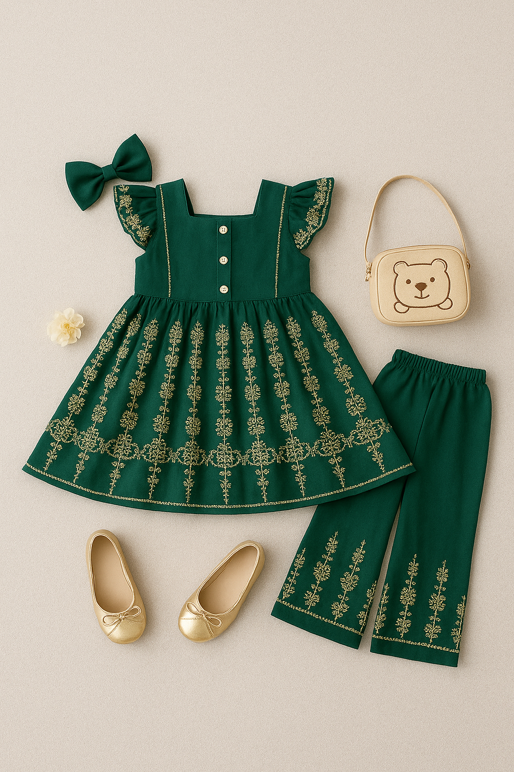 Stylish Embroidered Party Dress Set for Girls – Elegant Top & Palazzo Pants - Chohan Shopping Centre