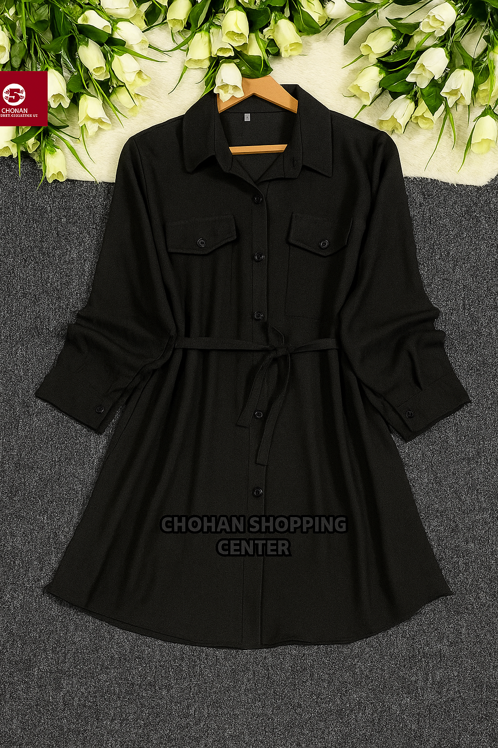 Stylish Button-Down Shirt Dress for Women with Belt – Casual & Trendy Western Wear