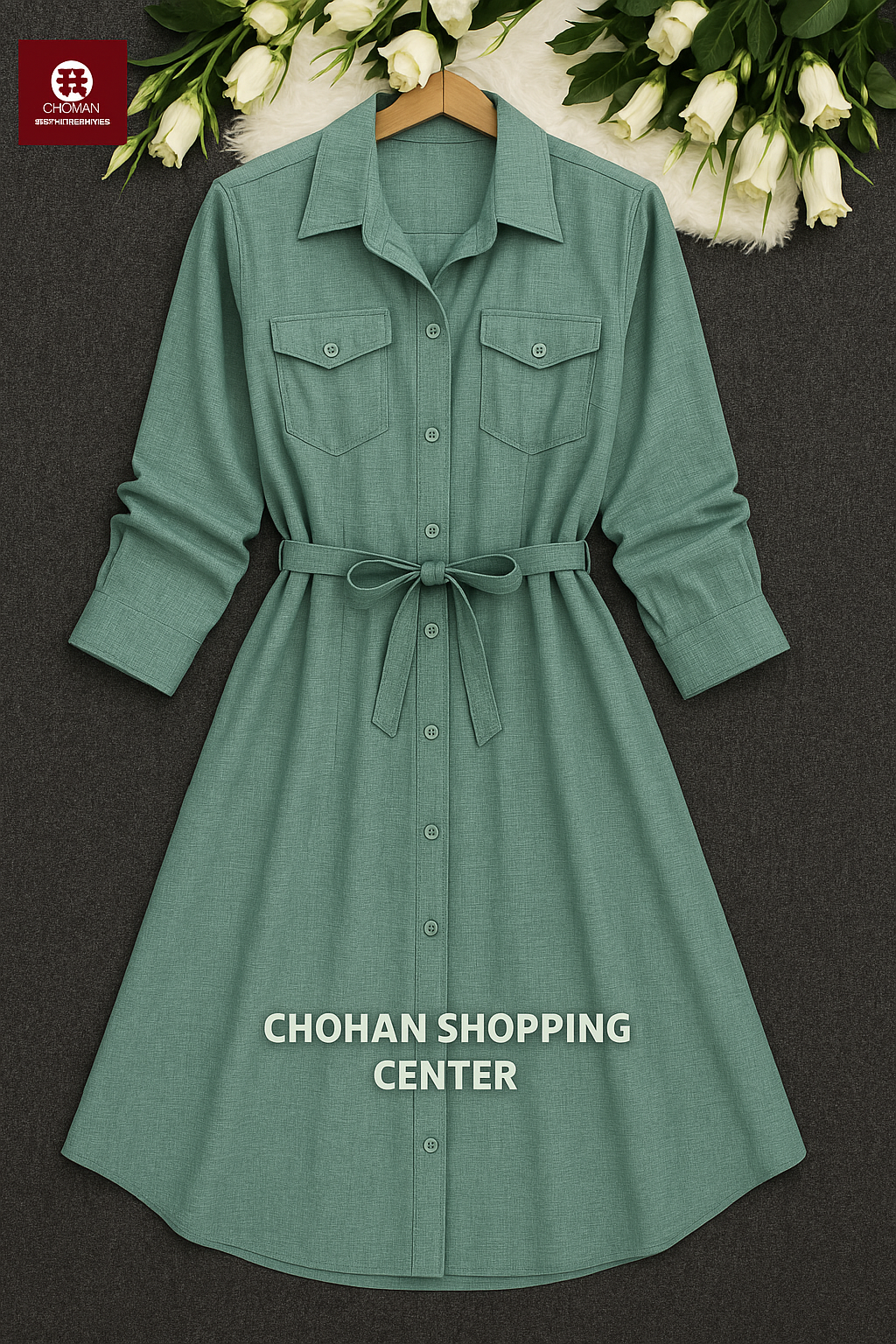 Stylish Button-Down Shirt Dress for Women with Belt – Casual & Trendy Western Wear
