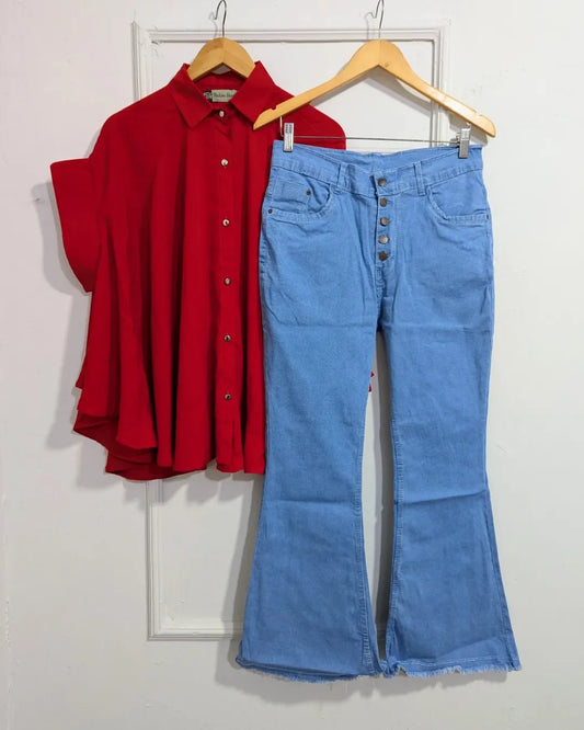 Western Butterfly 🦋 Style Top With Imported Denim Jeans ✨ - Chohan Shopping Centre