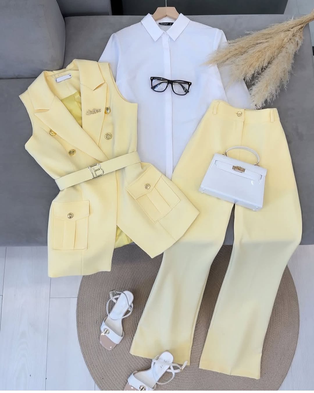 Elegant Women’s Two Piece Outfit Set – Stylish Vest, Trousers & Shirt for Office & Casual Wear