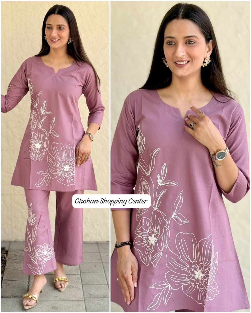 Elegant Floral Two-Piece Suit – Stylish Casual & Semi-Formal Wear - Chohan Shopping Center