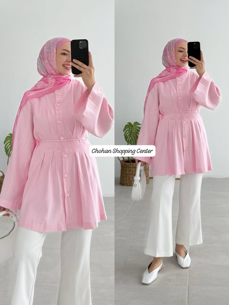 Trendy Button-Down Long Top with Flared Sleeves – Stylish Modest Wear for Women - Chohan Shopping Center