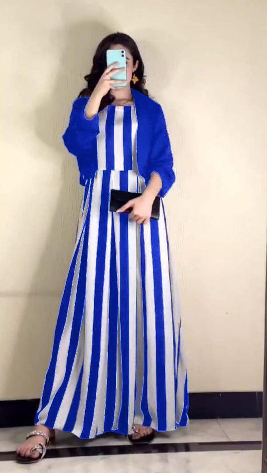 Minelight Linen Zebra Print Maxi Dress with Jacket, Women's - Chohan Shopping Center