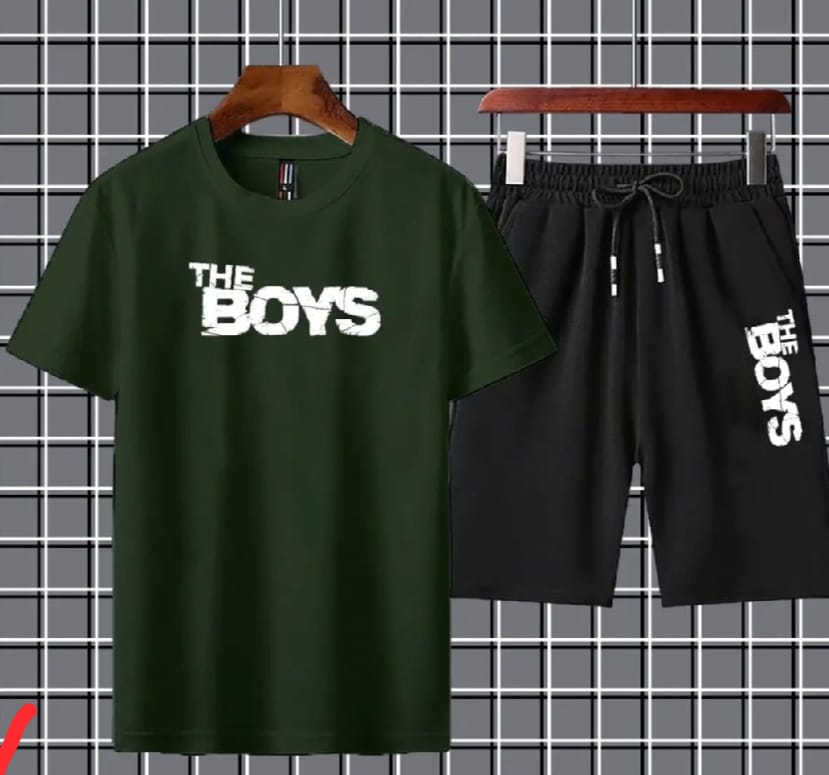 The boys printed tshirt+trouser tracksuit for men&boys-black