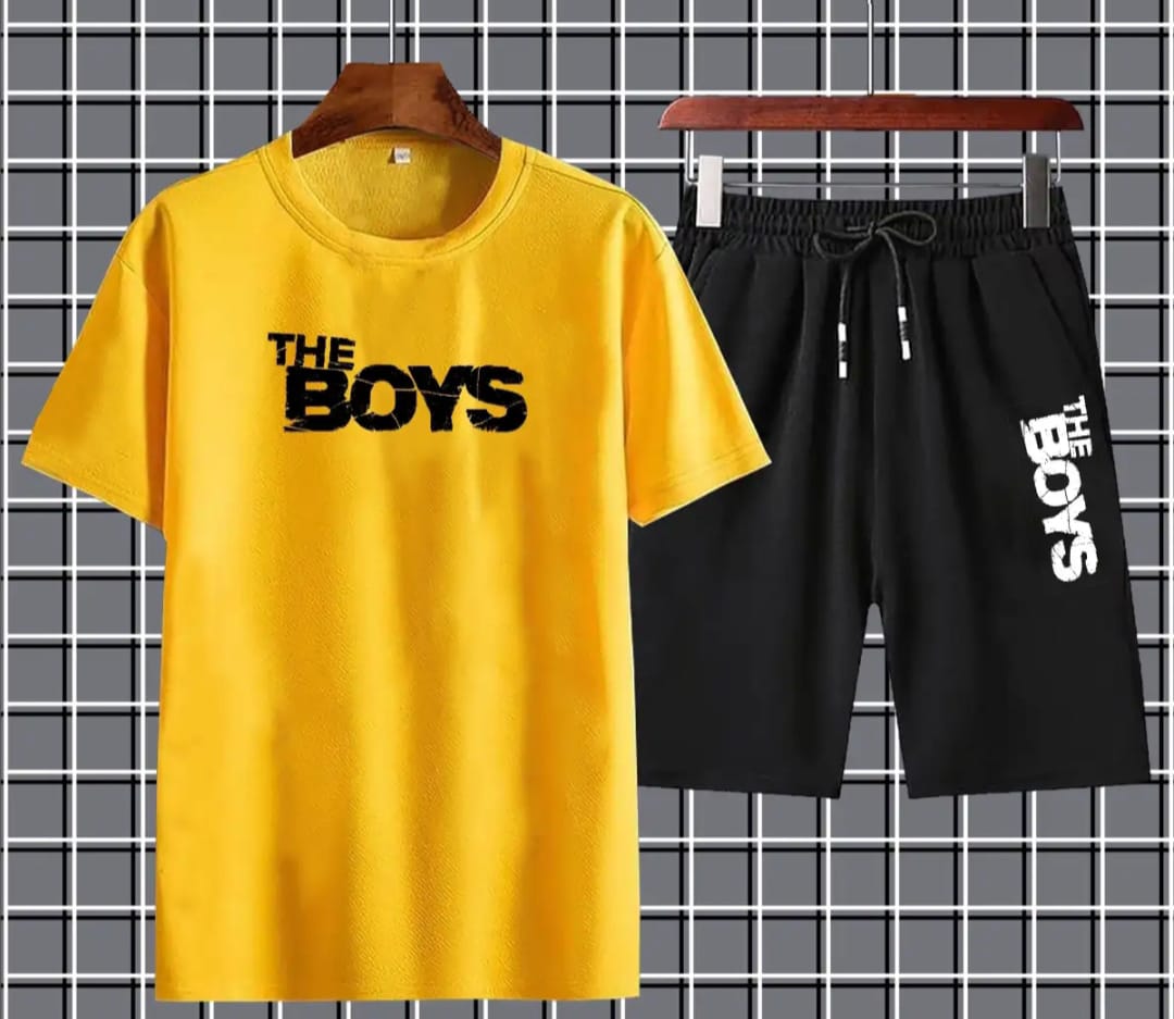 The boys printed tshirt+trouser tracksuit for men&boys-black