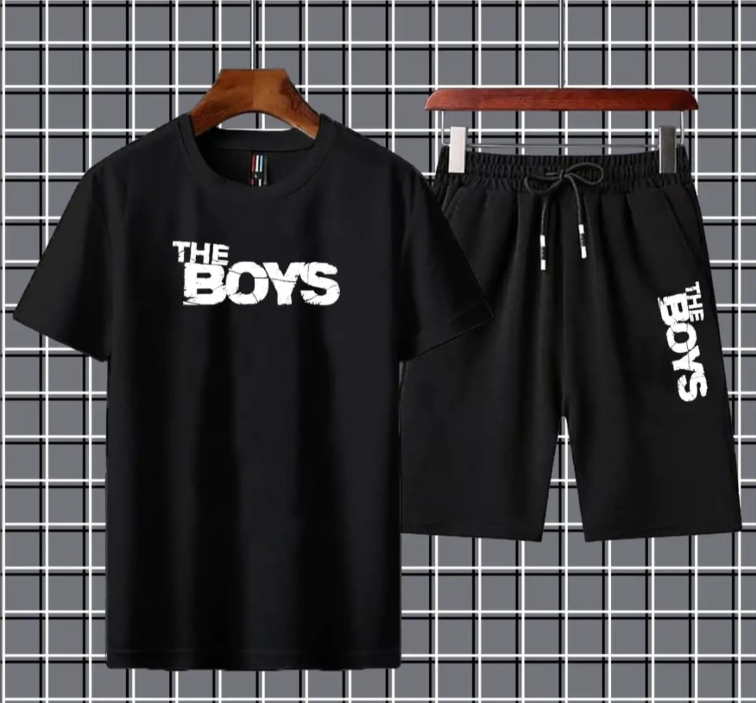 The boys printed tshirt+trouser tracksuit for men&boys-black
