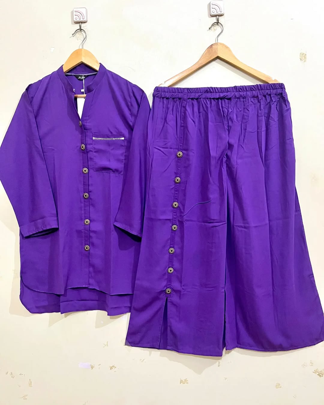 Women’s Stylish 2 Piece Button Down Kurta and Wide Leg Trouser Set – Chohan Shopping Centre