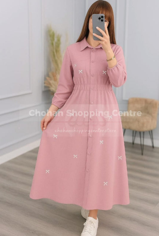 Trendy Button-Down Long Dress β Stylish and Comfortable Casual Wear for Girls