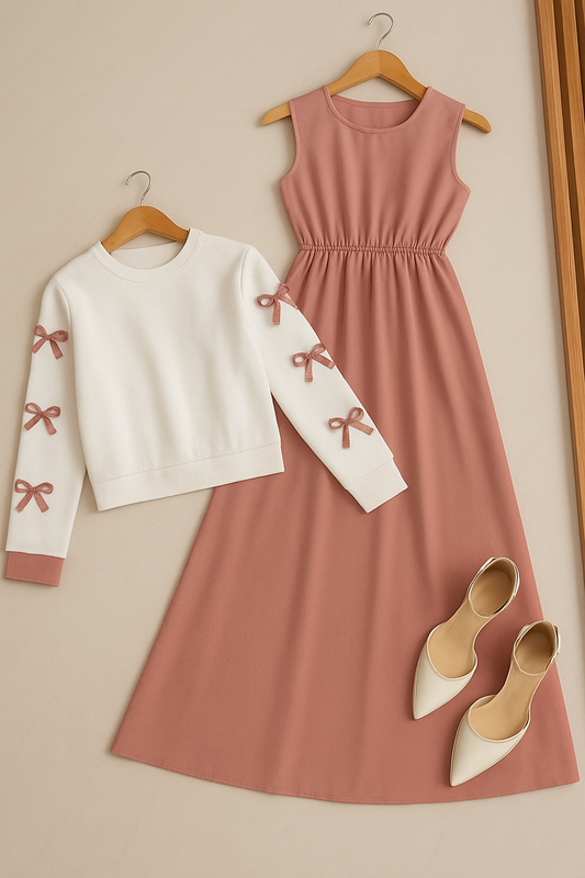 Trendy 2 Piece Women’s Dress with Long Maxi & Stylish Top – Elegant Casual & Party Wear Outfit