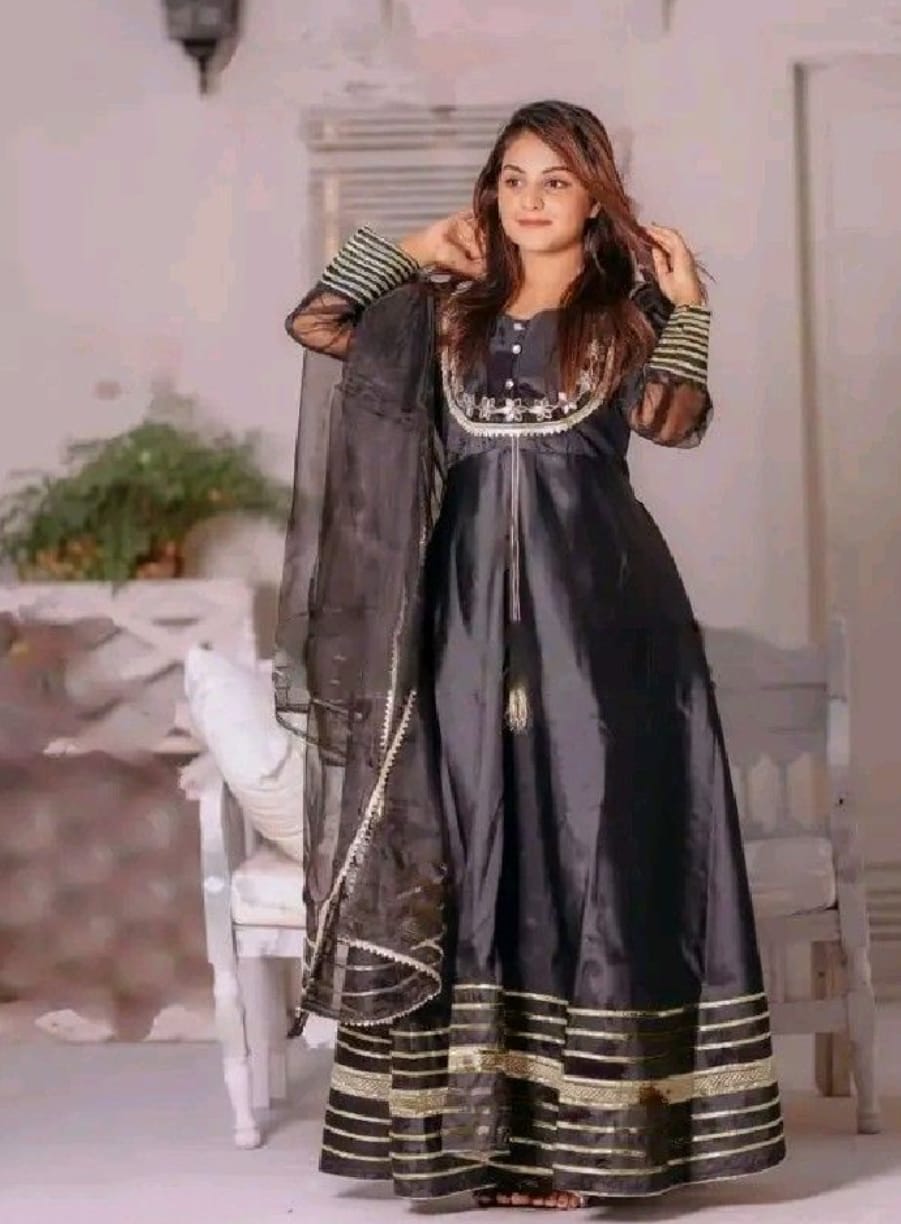 3 Pcs Women S Stitched Fancy Katan Silk Plain Maxi - Chohan Shopping Center