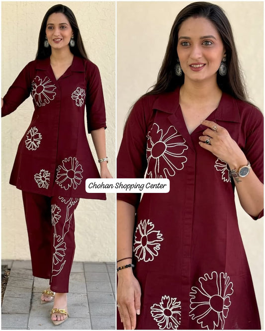 Elegant Floral Two-Piece Suit – Stylish Casual & Semi-Formal Wear - Chohan Shopping Center