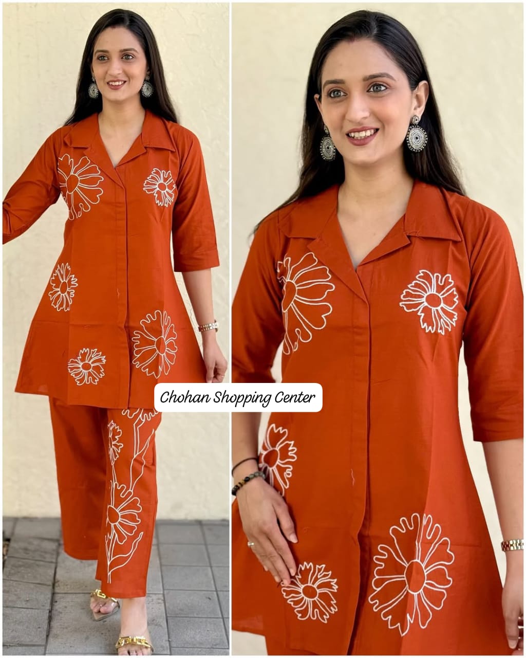 Elegant Floral Two-Piece Suit – Stylish Casual & Semi-Formal Wear - Chohan Shopping Center