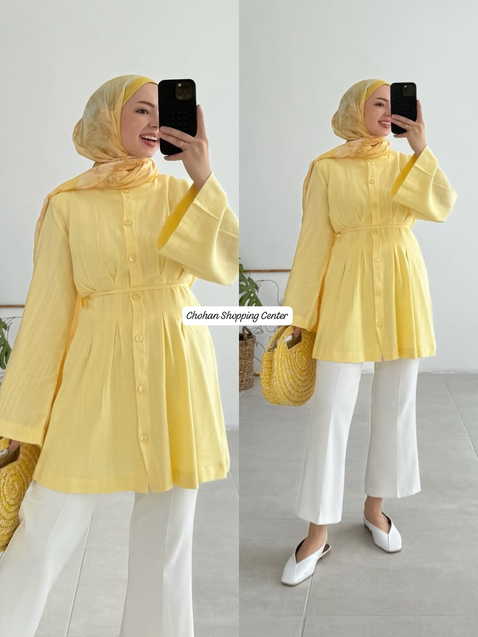 Trendy Button-Down Long Top with Flared Sleeves – Stylish Modest Wear for Women - Chohan Shopping Center