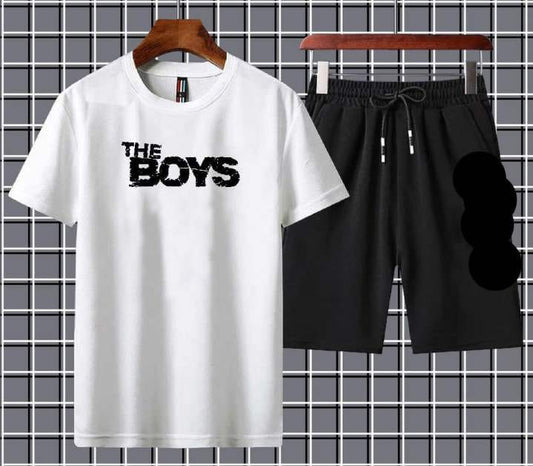 The boys printed tshirt+trouser tracksuit for men&boys-black