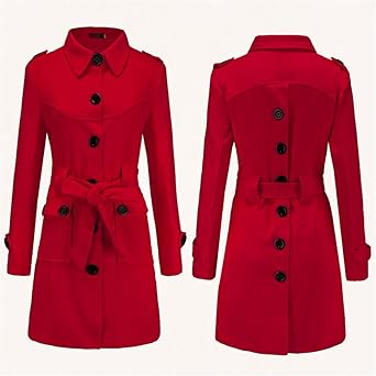 Luxurious Scarlet Belted Trench Coat – Timeless Elegance, Modern Fit