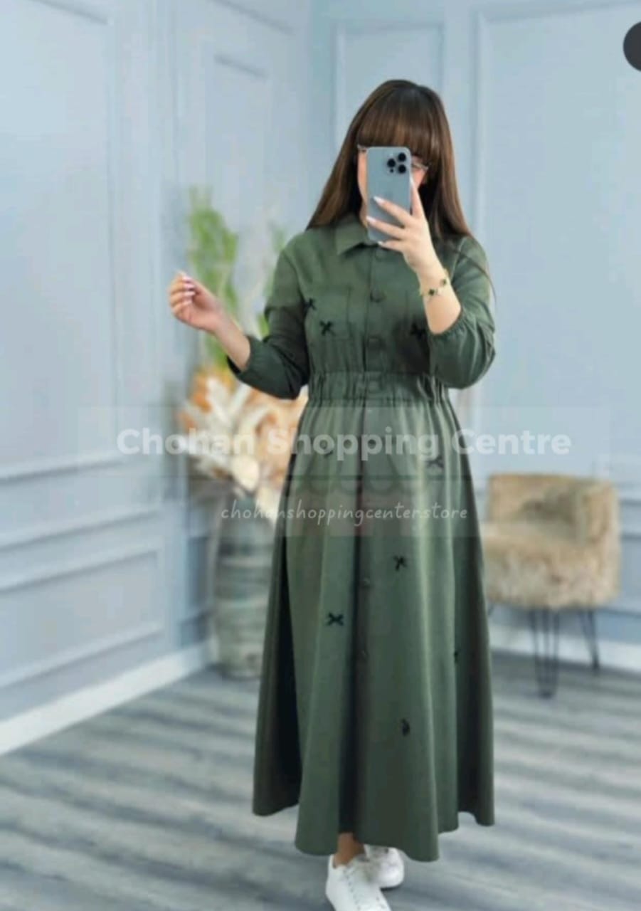 Trendy Button-Down Long Dress – Stylish and Comfortable Casual Wear for Girls
